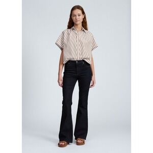 Rag & Bone Dahlia Mid-Rise Full Length Flare Jeans Rinse Dark Wash 32